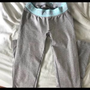 Gymshark grey marl/pale turquoise flex leggings